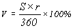 V= S * r/360*100%